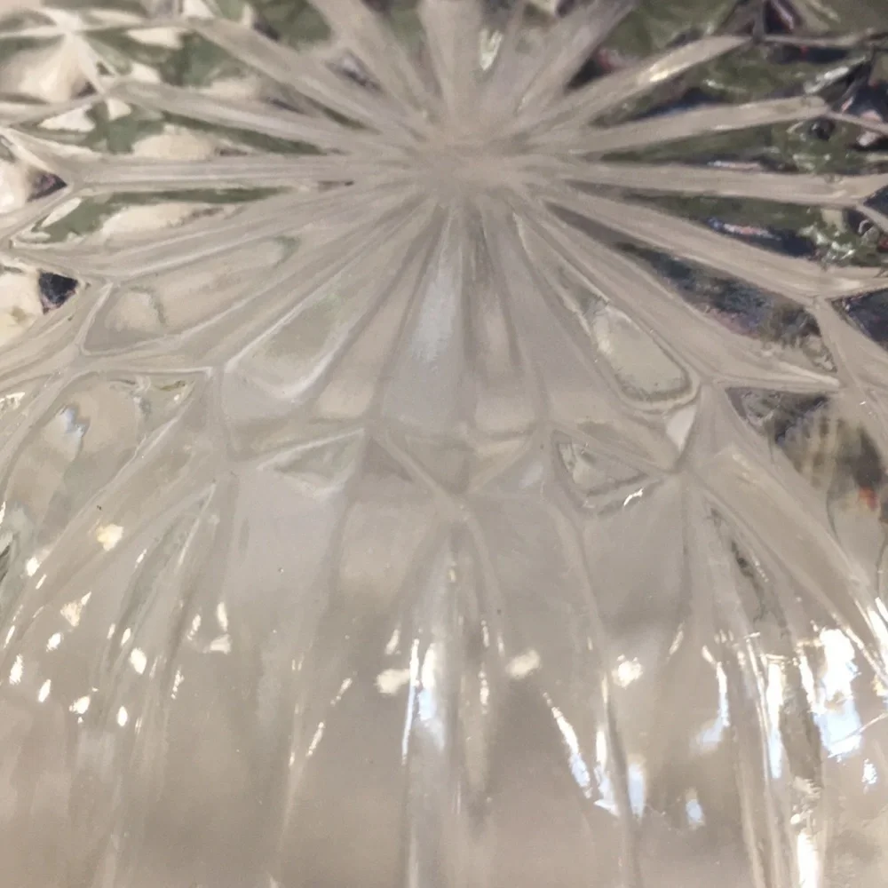 Vintage Clear Cut Glass Covered Candy Dish | Starburst Ribbed Lidded Bowl